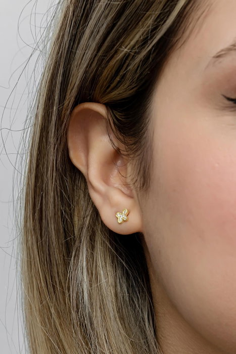 Heliophilia Silver Pendientes de Plata de Ley 925 con Recubrimiento de Oro y Circón